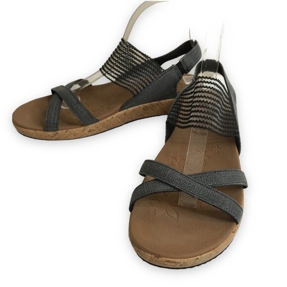 Skechers Cali Beverlee High Tea Wedge Heel Slingback Slide Black Women's Size 9 - Picture 2 of 14